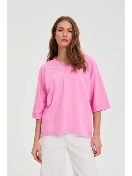 Moodo Bluse mit V-Ausschnitt rosa Moodo