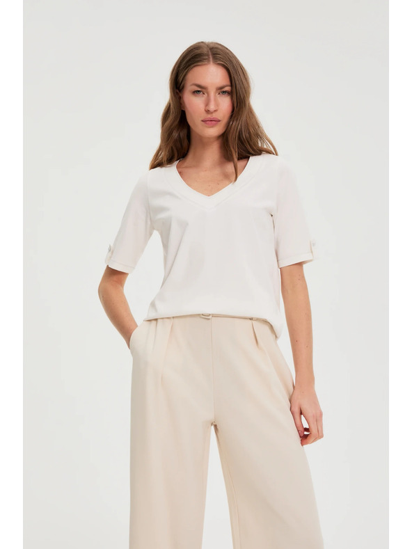 Moodo Bluse mit V-Ausschnitt weiß Moodo