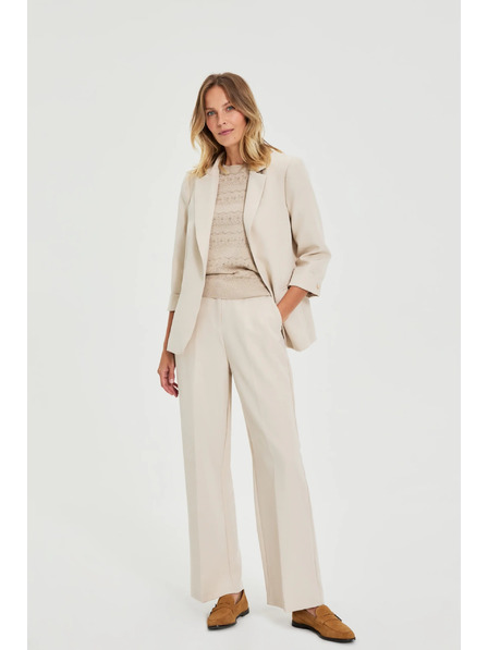 Moodo Beigefarbene Hose mit Falten Moodo