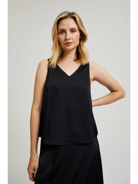 Moodo Glattes Hemd mit V-Ausschnitt schwarz Moodo