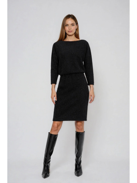 Moodo Schwarzes Kleid mit glitzerndem Garn von Moodo