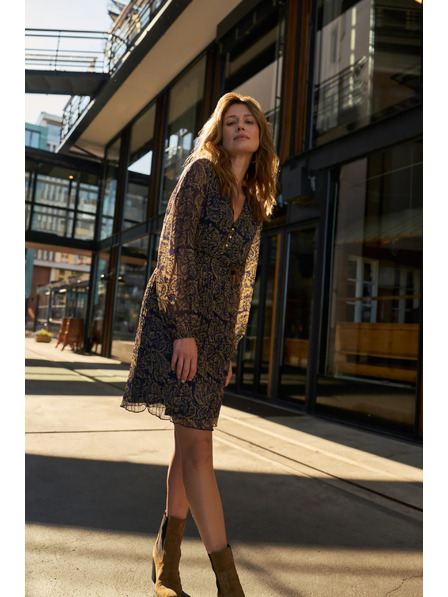 Moodo Gemustertes Kleid dunkelblau Moodo