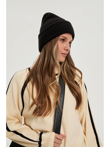 Moodo Schwarze Mütze mit Metallic-Garn Moodo