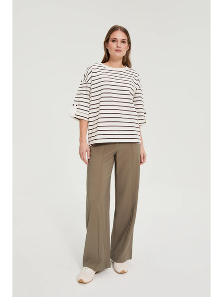 Moodo Gestreifte Sweatjacke in Weiß Moodo