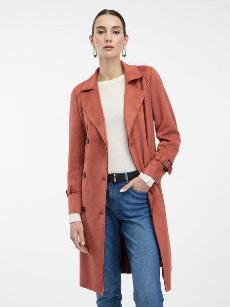 Orsay Ziegelfarbener Damen-Trenchcoat aus Wildleder ORSAY
