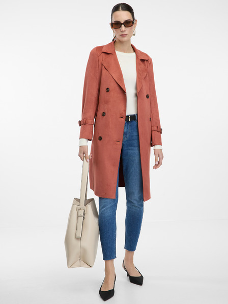 Orsay Ziegelfarbener Damen-Trenchcoat aus Wildleder ORSAY