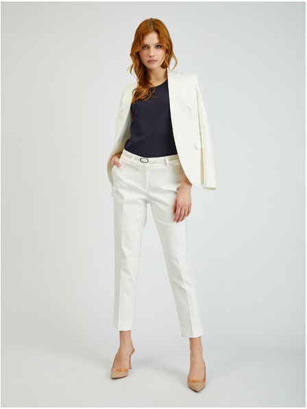 Orsay Cremeweiße Damenhose mit Gürtel ORSAY