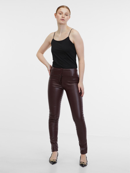 Orsay Burgunderfarbene Kunstlederhose Damen ORSAY