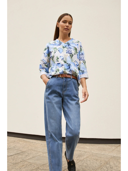 Moodo Sweatshirt mit Blumen blau Moodo