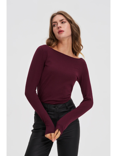 Moodo Taillierte Bluse mit langen Ärmeln weinrot Moodo