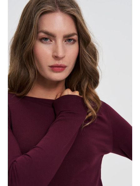 Moodo Taillierte Bluse mit langen Ärmeln weinrot Moodo