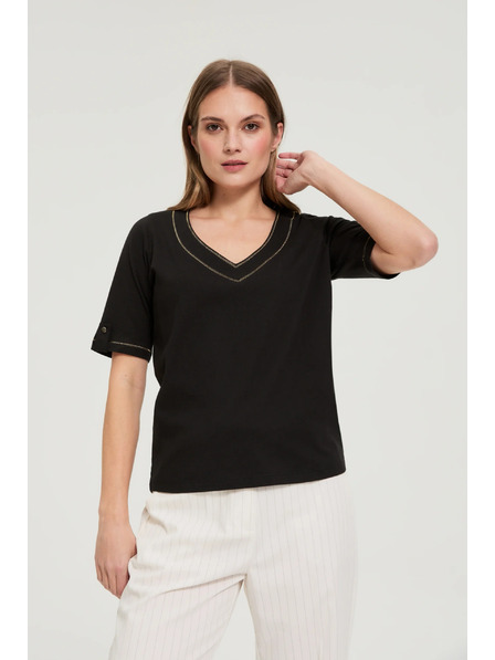 Moodo Bluse mit V-Ausschnitt schwarz Moodo