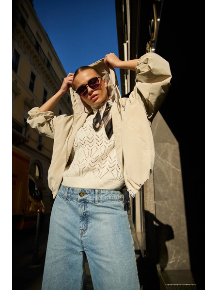 Moodo Dünne Jacke mit Kapuze beige Moodo