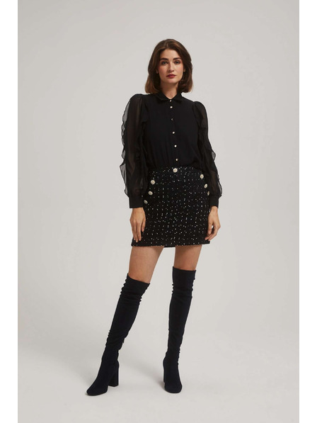 Moodo Rock im Tweed-Stil mit dekorativen Knöpfen schwarz Moodo