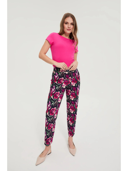 Moodo Hose mit Blumenmuster dunkelblau Moodo