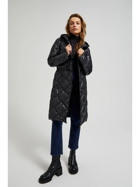 Moodo Gesteppte Jacke mit Kordelzug schwarz Moodo