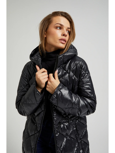 Moodo Gesteppte Jacke mit Kordelzug schwarz Moodo