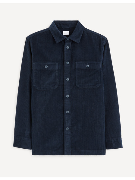 Celio Dunkelblaues Cordhemd Celio Vavelour