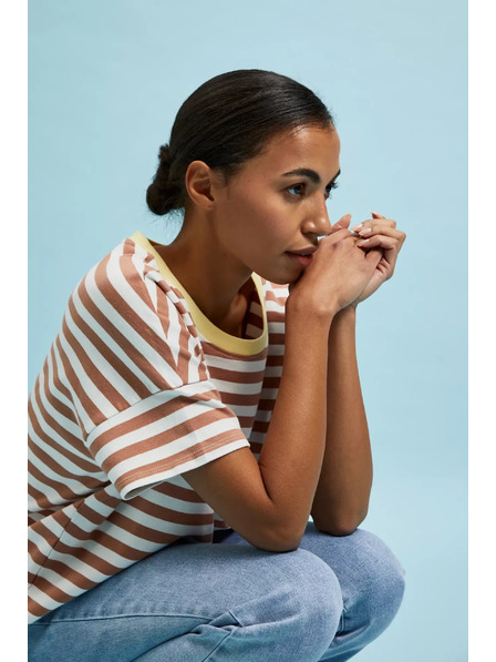 Moodo Gestreifter Sweatshirt Braun Moodo