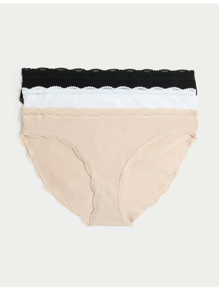 Marks & Spencer Bikini-Höschen aus Baumwolle mit Spitze, 3er-Set Marks & Spencer Beige