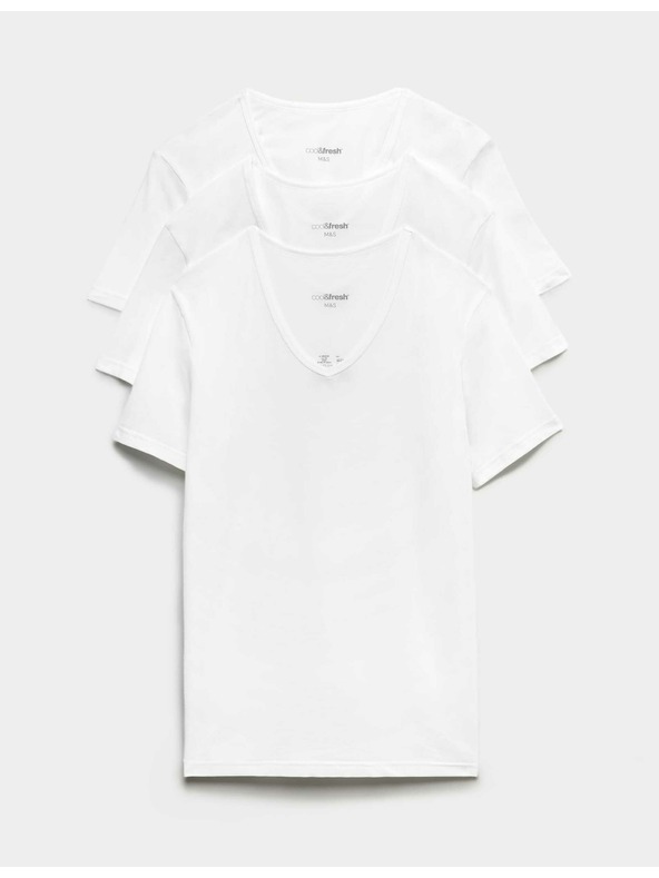 Marks & Spencer Dreier-Set Basic-T-Shirts für Herren in Weiß mit Marks & Spencer Cool & Fresh™ Technologie