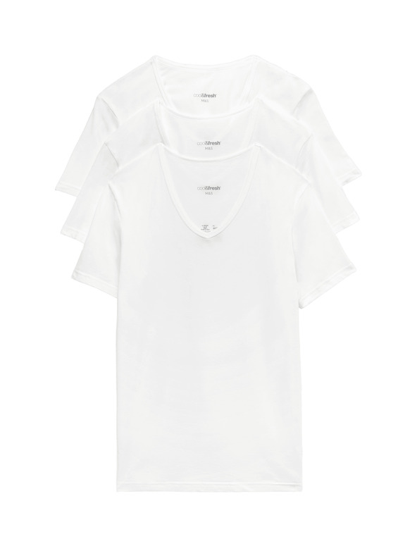 Marks & Spencer Dreier-Set Basic-T-Shirts für Herren in Weiß mit Marks & Spencer Cool & Fresh™ Technologie