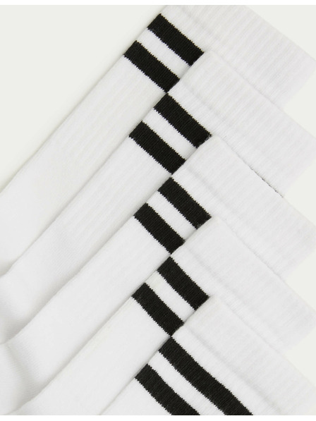 Marks & Spencer Gestreifte Sport-Socken mit hohem Baumwollanteil, 5er-Pack (Gr. 6 klein – 7 groß) Marks & Spencer weiß