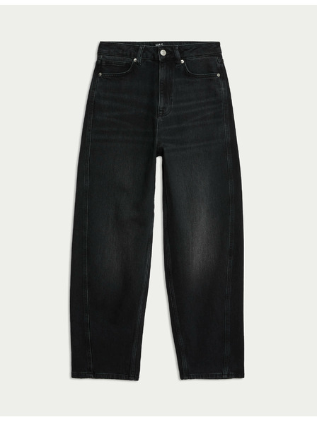 Marks & Spencer Knöchellange Karotten-Jeans mit hohem Bund von Marks & Spencer schwarz