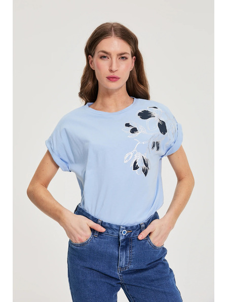 Moodo Bluse mit Druck hellblau Moodo