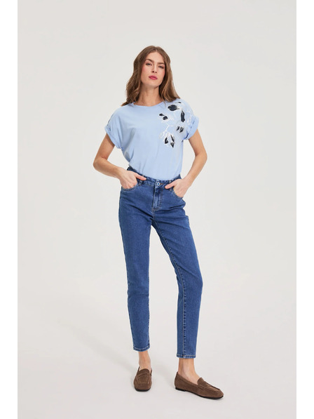 Moodo Bluse mit Druck hellblau Moodo