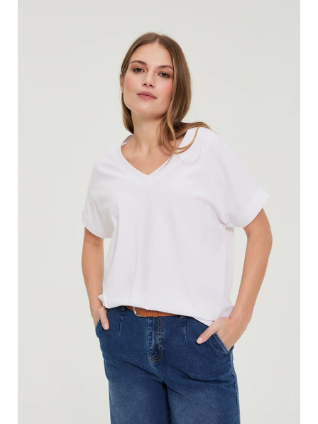 Moodo T-Shirt mit Ausschnitt weiß Moodo