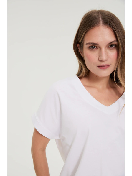 Moodo T-Shirt mit Ausschnitt weiß Moodo