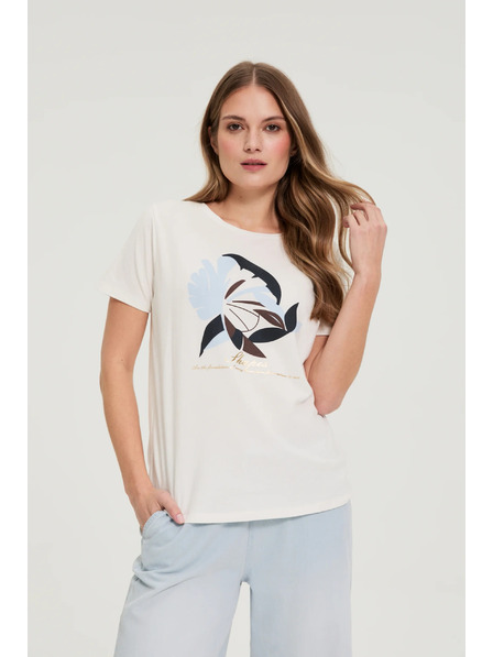 Moodo Bluse mit Druck weiß Moodo