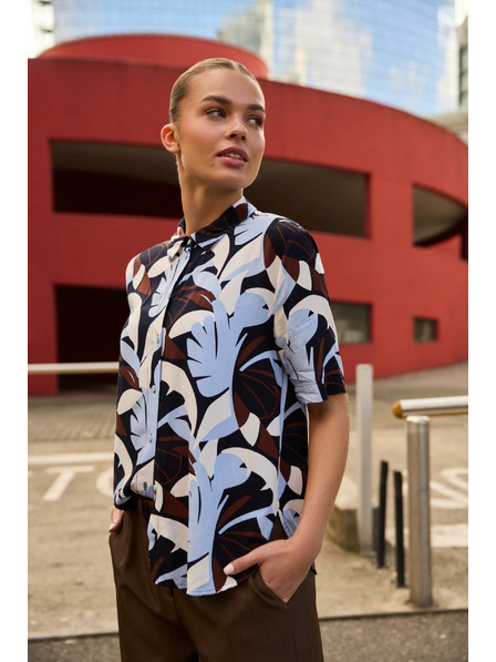 Moodo Gemustertes Hemd dunkelblau Moodo