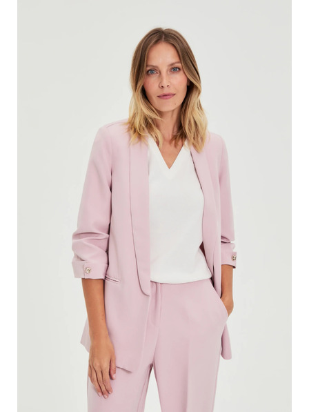 Moodo Blazer mit gerafften Ärmeln rosa Moodo