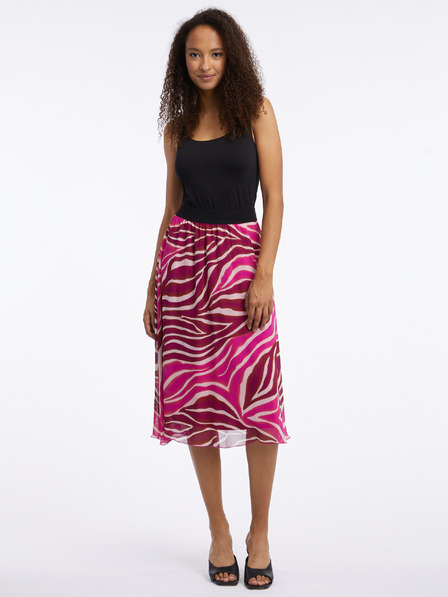 Orsay Rosa und weinrot gemusterter Damen-Midirock ORSAY