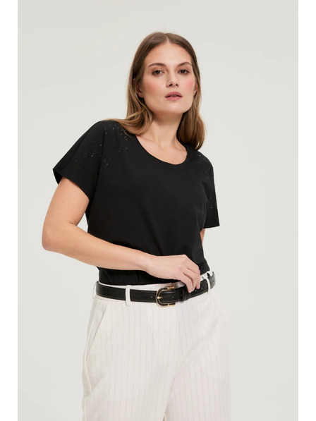 Moodo Bluse mit dekorativer Applikation schwarz Moodo