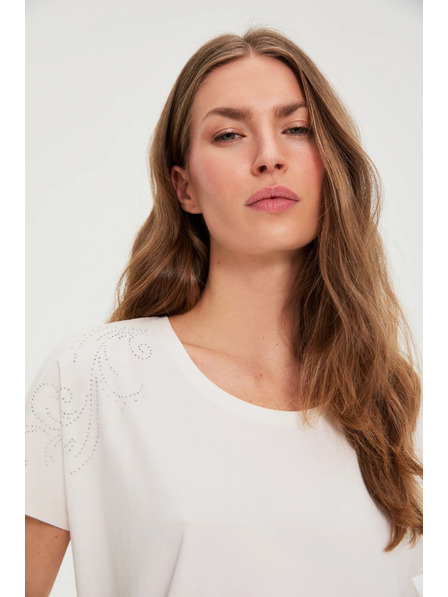 Moodo Bluse mit dekorativer Applikation weiß Moodo