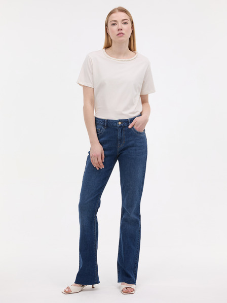 Orsay Cremefarbenes Damen-T-Shirt mit Applikation ORSAY