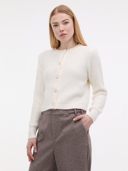 Orsay Cremefarbener Damen-Cardigan mit Applikation ORSAY