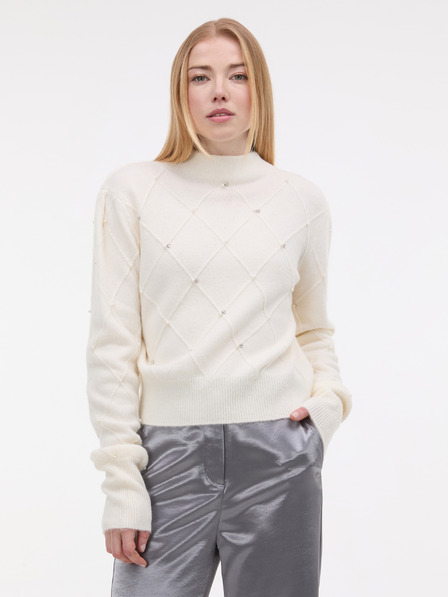 Orsay Cremefarbener Damenpullover mit Applikation ORSAY