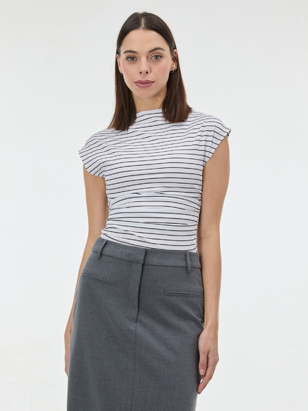 Orsay Weißes Damen-Streifen-T-Shirt mit kurzen Ärmeln ORSAY