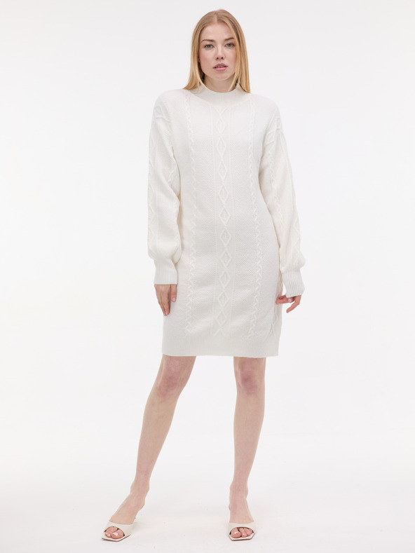 Orsay Cremefarbenes Damen-Pulloverkleid ORSAY