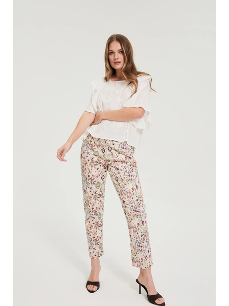 Moodo Gemusterte Hose beige Moodo
