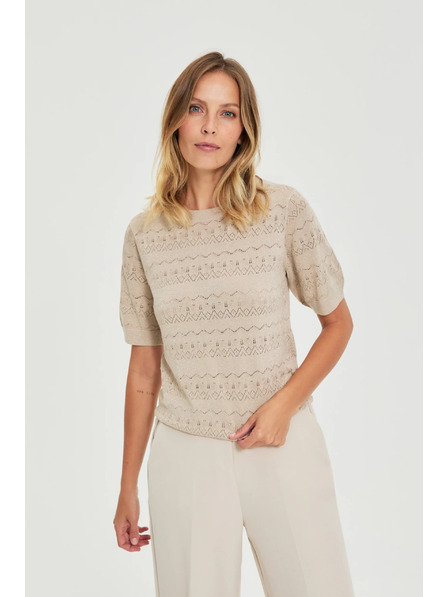 Moodo Azurblauer Pullover mit Kurzarm beige Moodo