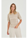 Moodo Azurblauer Pullover mit Kurzarm beige Moodo