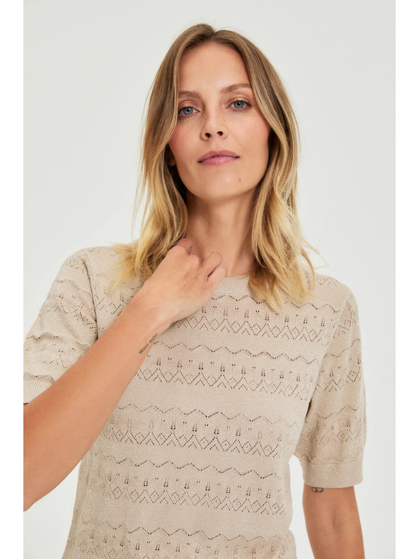 Moodo Azurblauer Pullover mit Kurzarm beige Moodo