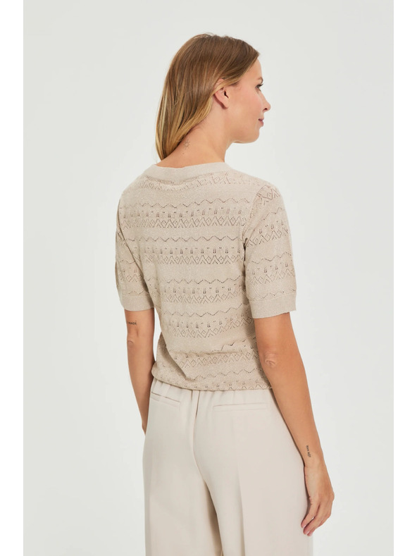 Moodo Azurblauer Pullover mit Kurzarm beige Moodo