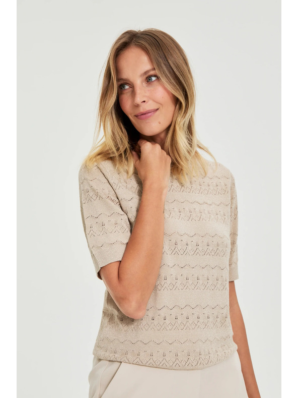 Moodo Azurblauer Pullover mit Kurzarm beige Moodo
