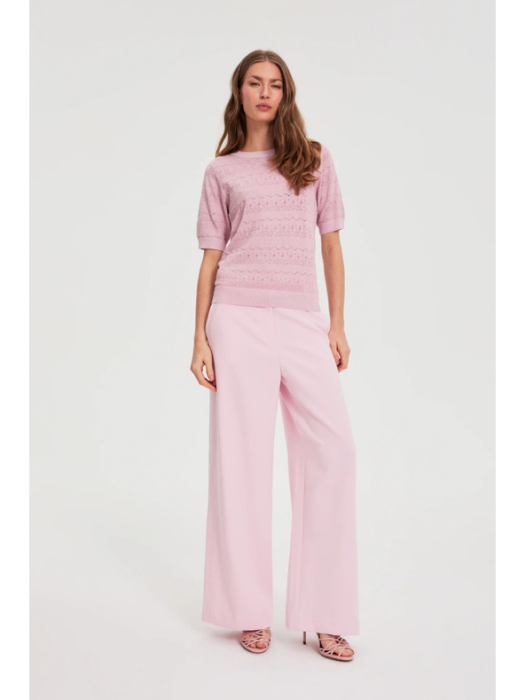 Moodo Azurblauer Pullover mit Kurzarm rosa Moodo